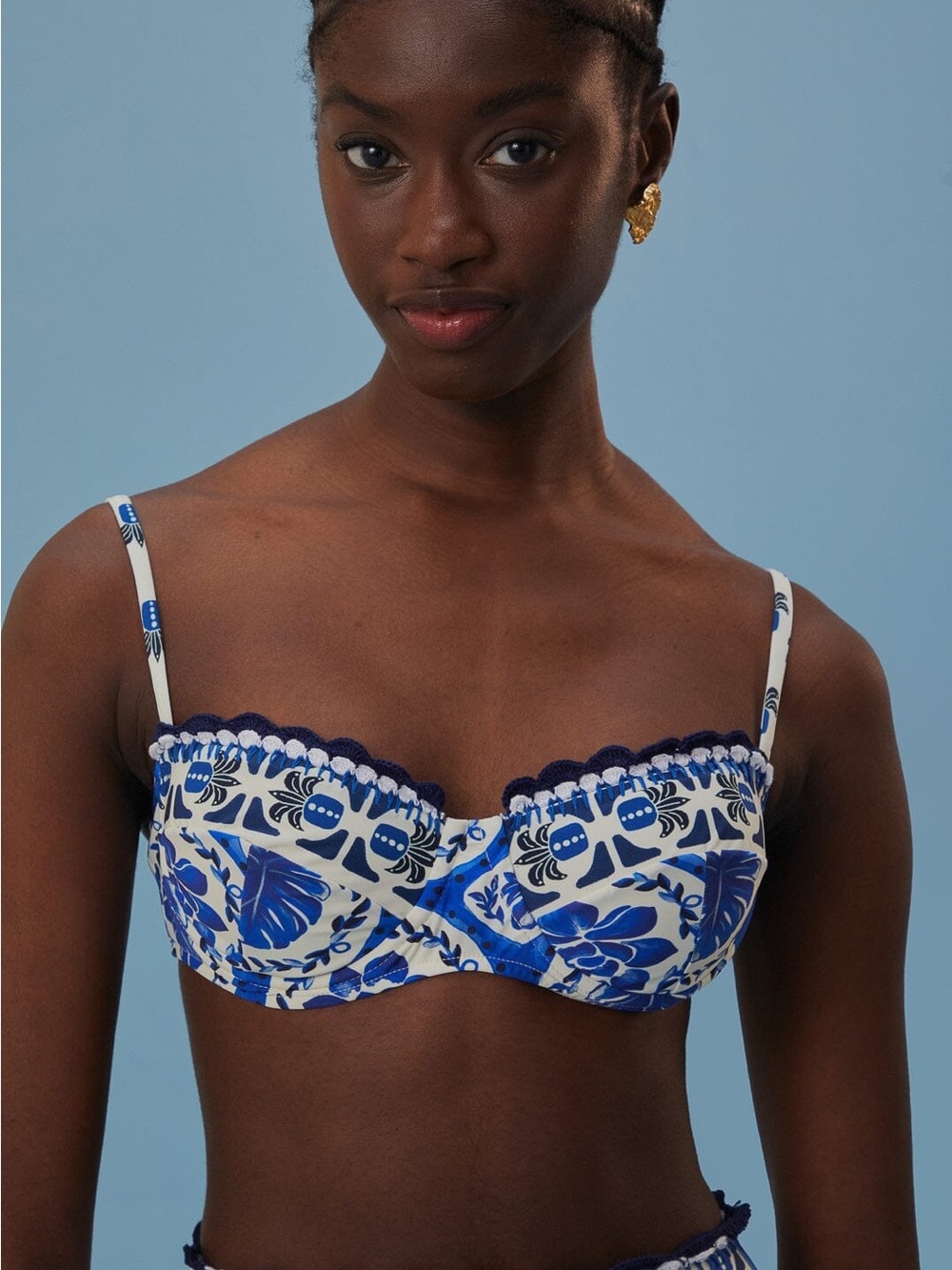 Farm Rio Blue Tile Bikini Top